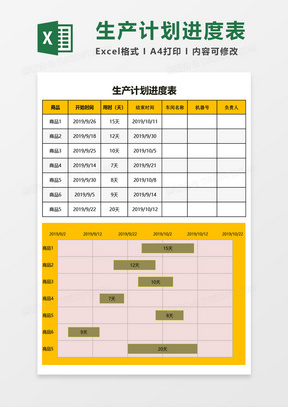 生产计划进度表excel模板