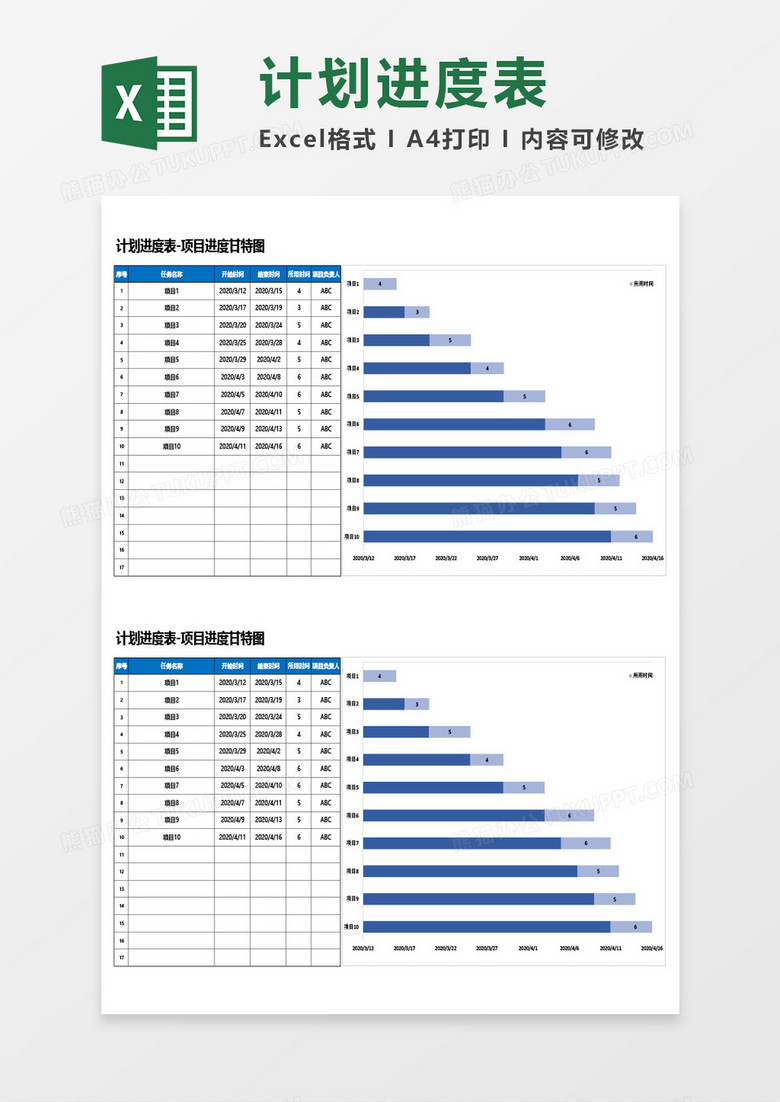 项目进度表制作文档形式 true