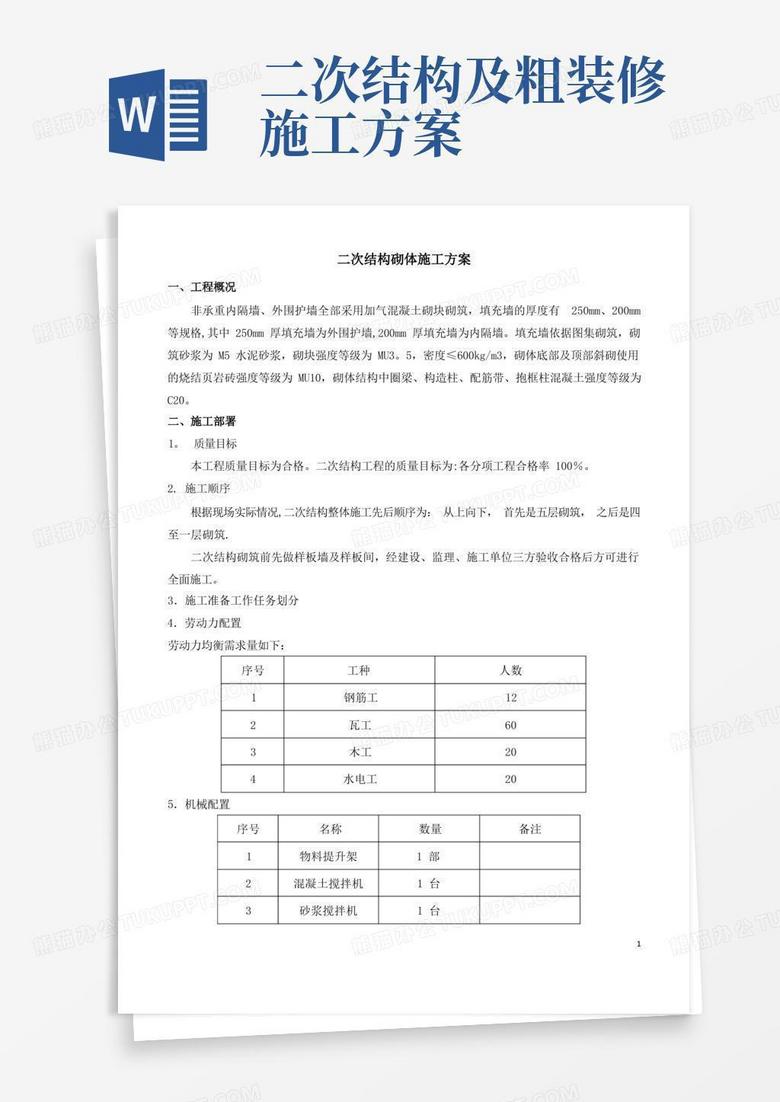 二次结构砌体施工方案 二次结构砌体施工方案