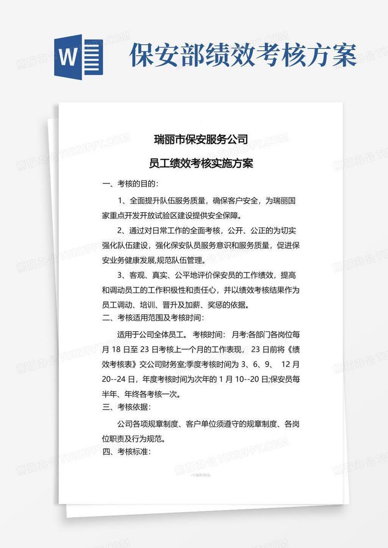 保安公司员工绩效考核实施方案