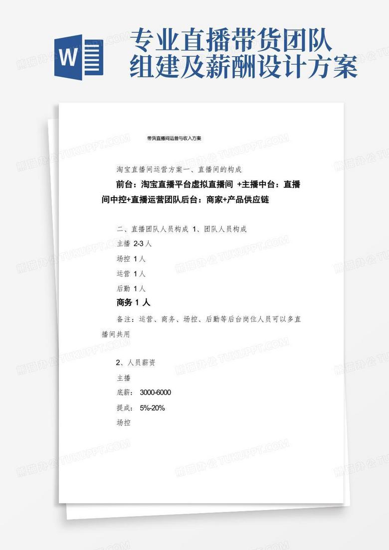 带货直播间运营与收入方案