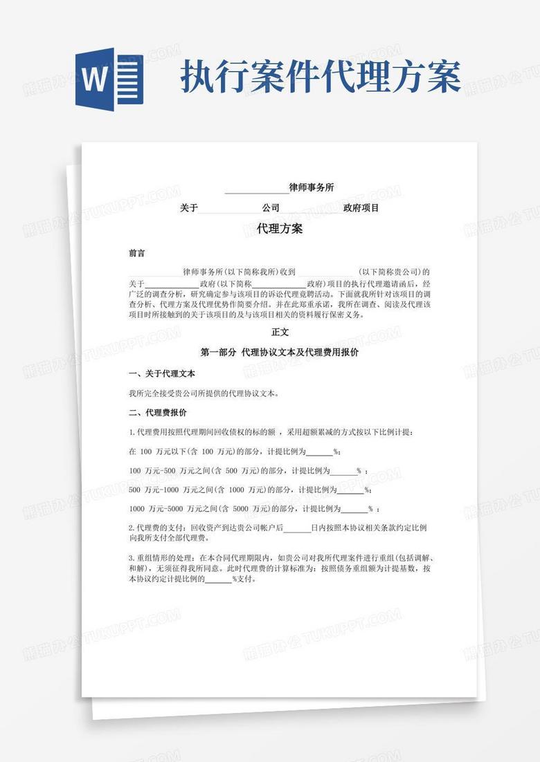 律师代理方案(政府项目)