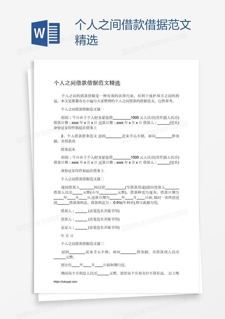 个人之间借款借据范文精选