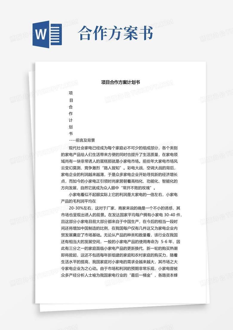 项目合作方案计划书