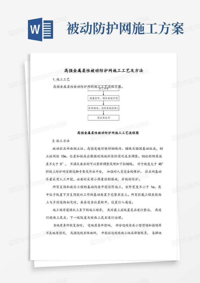 高强金属柔性被动防护网施工工艺及方法