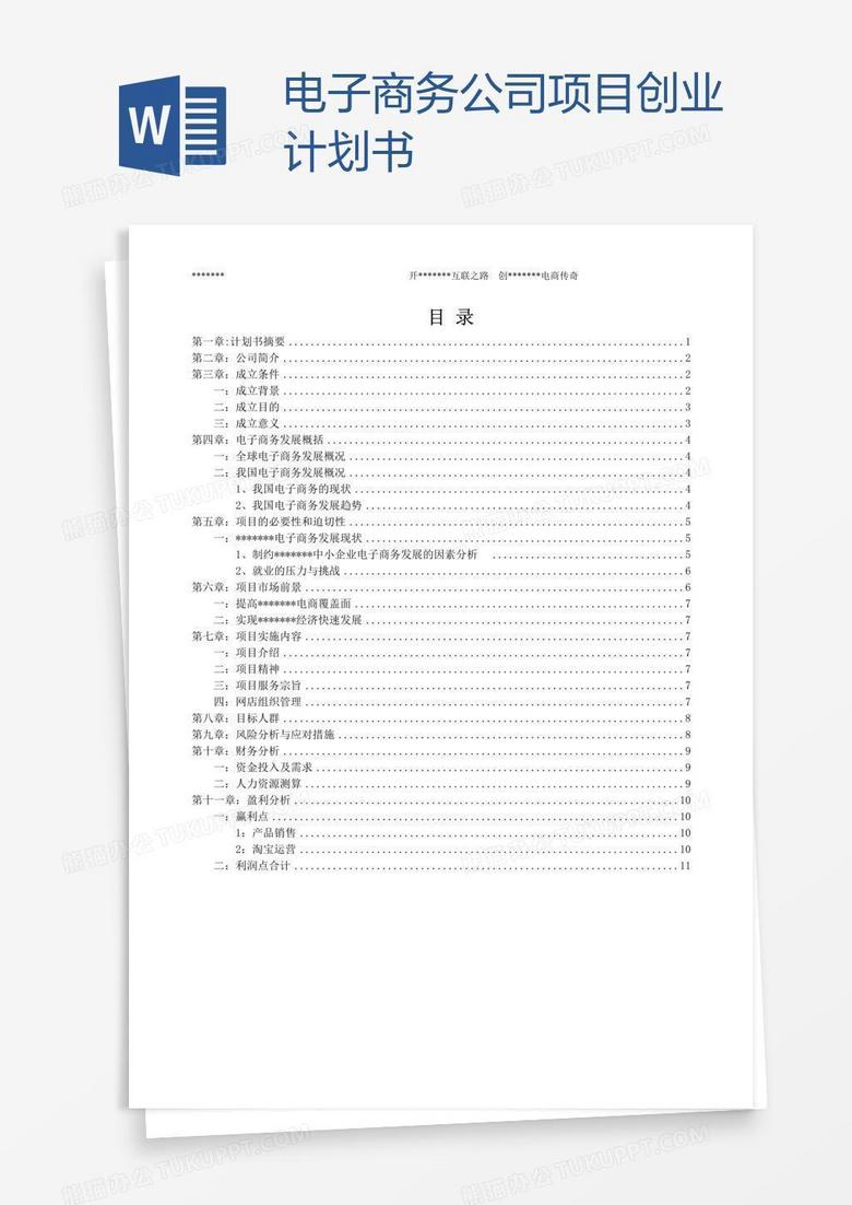 电子商务公司项目创业计划书