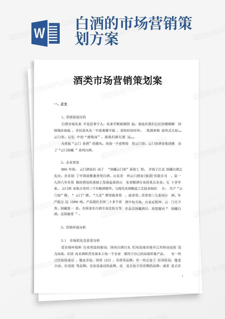 酒类市场营销策划方案