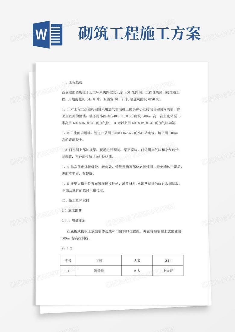 加气块砌筑施工方案 加气块砌筑施工方案