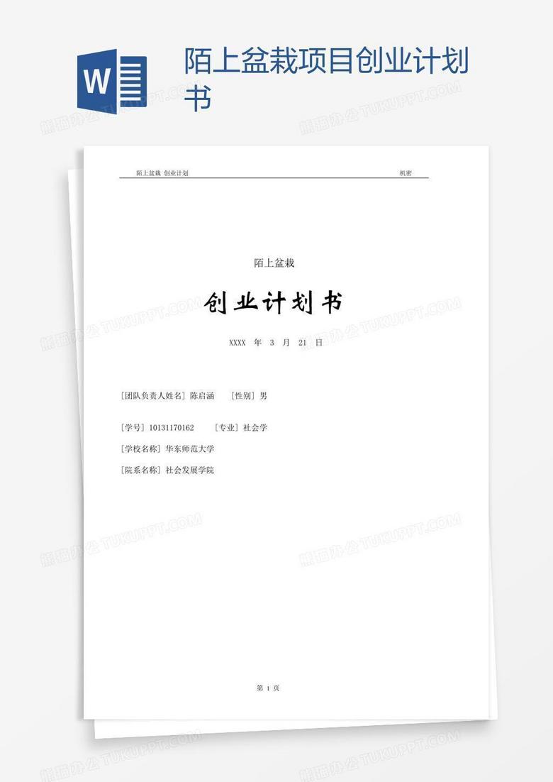 陌上盆栽项目创业计划书