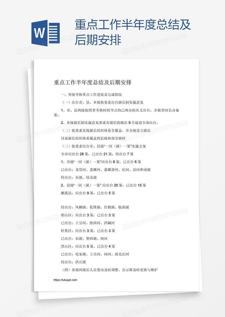 重点工作半年度总结及后期安排