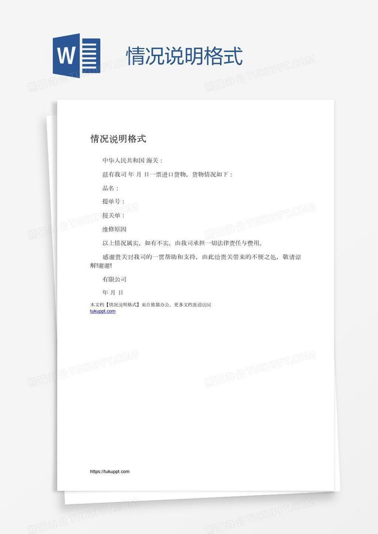 情况说明格式