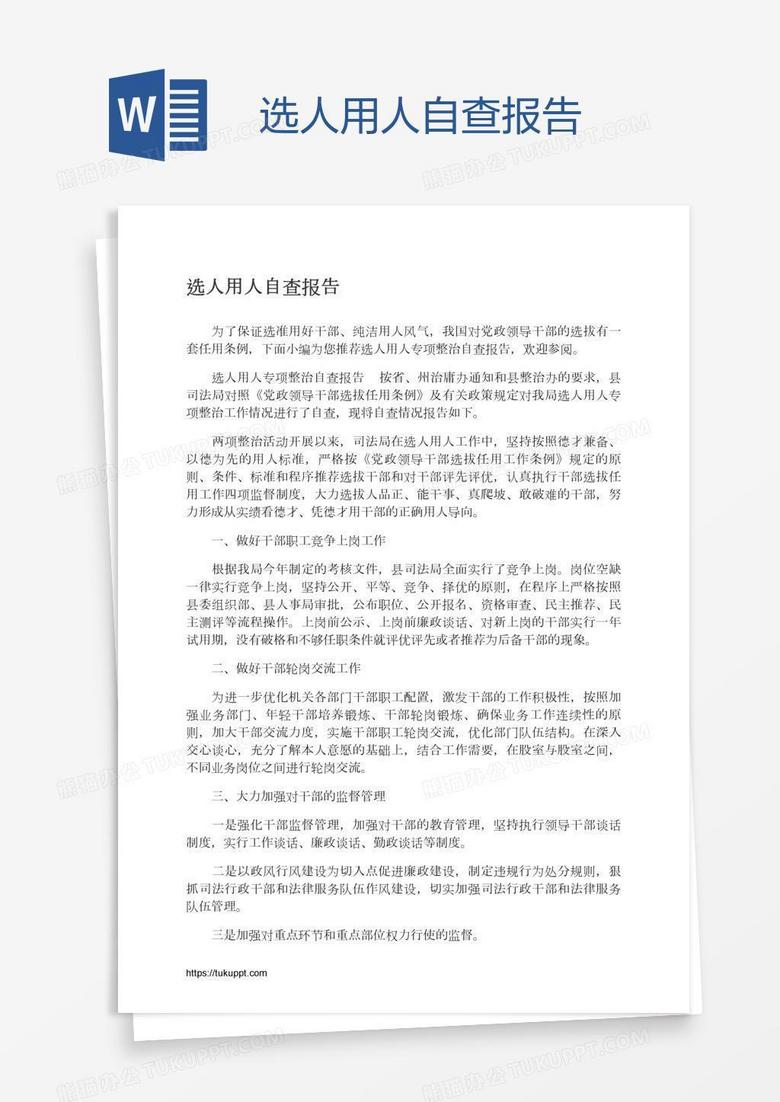 选人用人自查报告