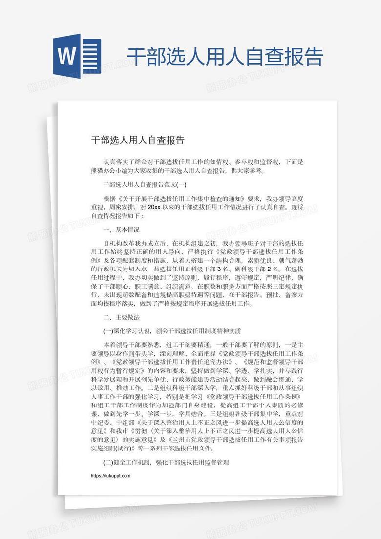 干部选人用人自查报告