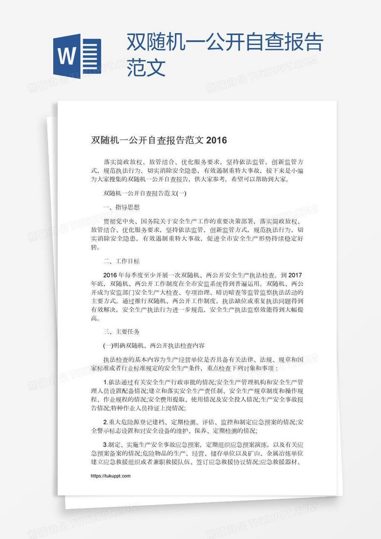 双随机一公开自查报告范文