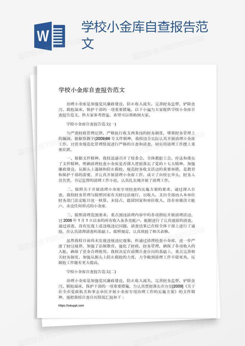 学校小金库自查报告范文