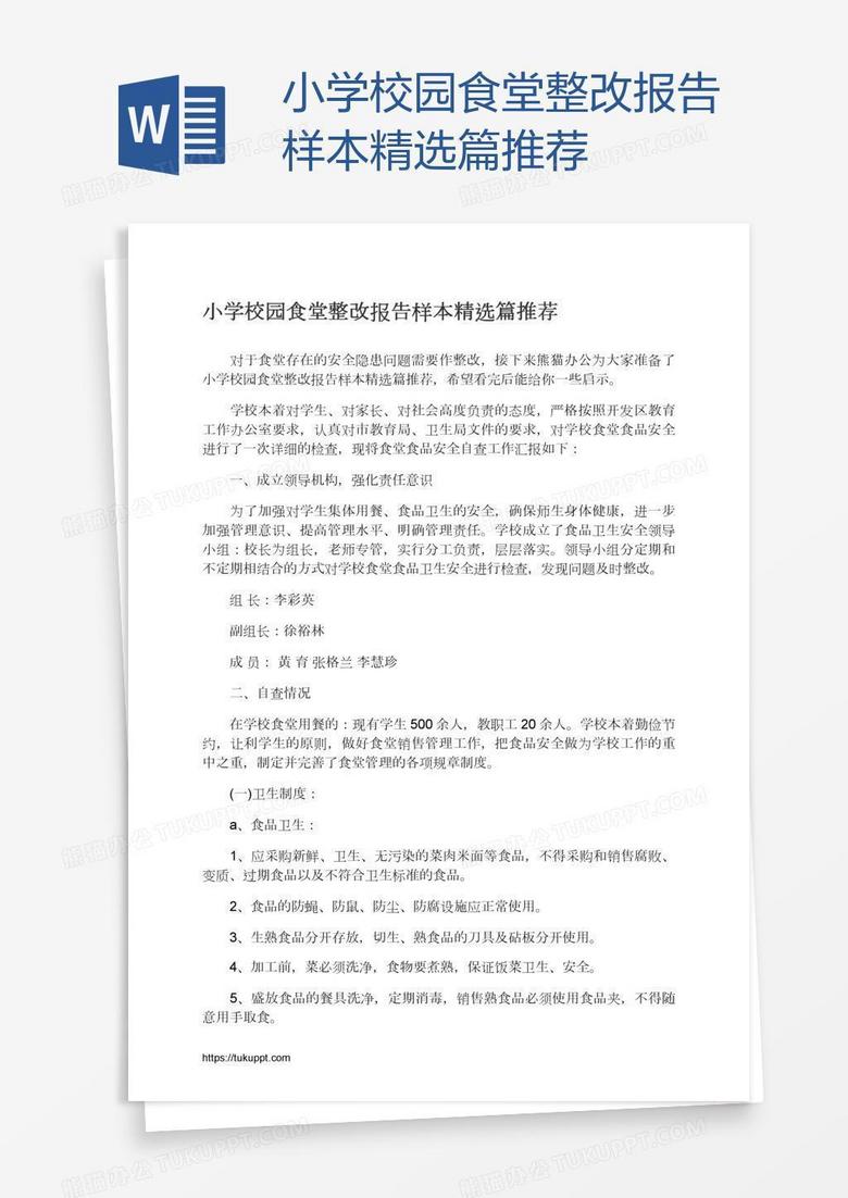 小学校园食堂整改报告样本精选篇推荐