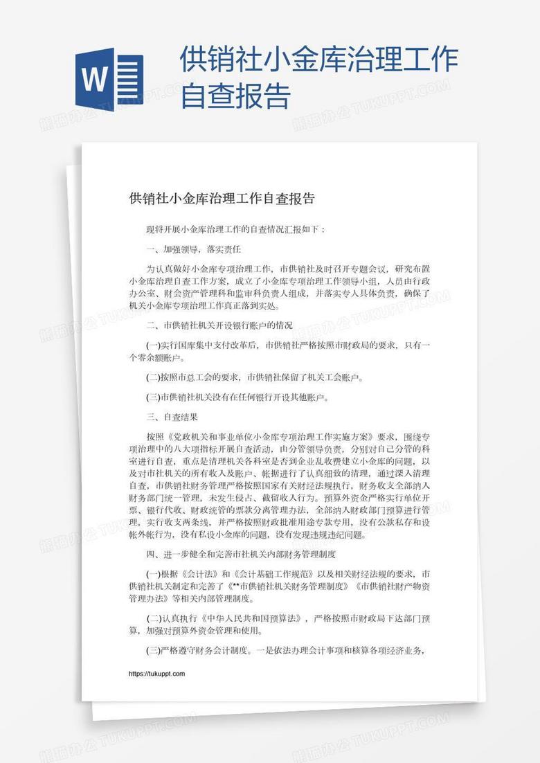 供销社小金库治理工作自查报告