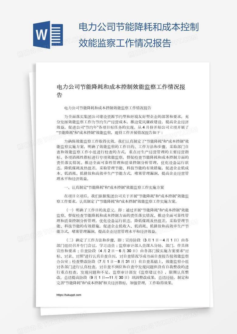 电力公司节能降耗和成本控制效能监察工作情况报告