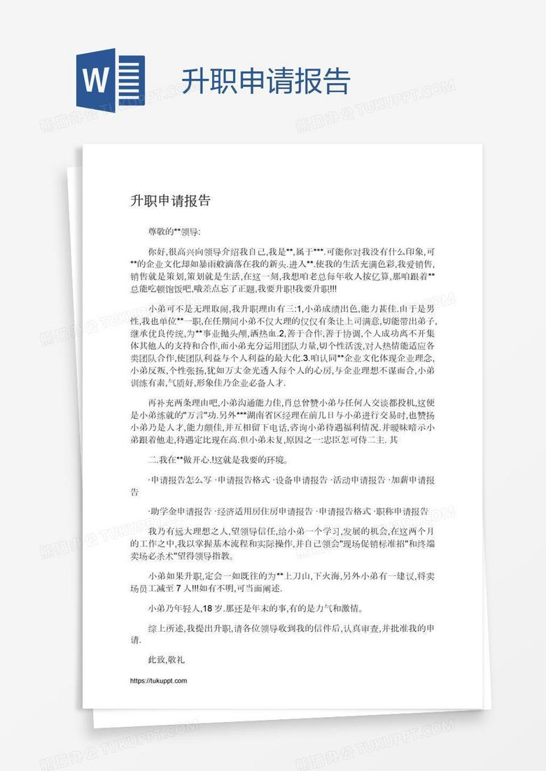 升职申请报告