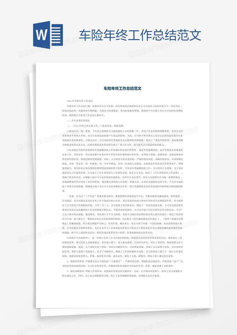 车险年终工作总结范文