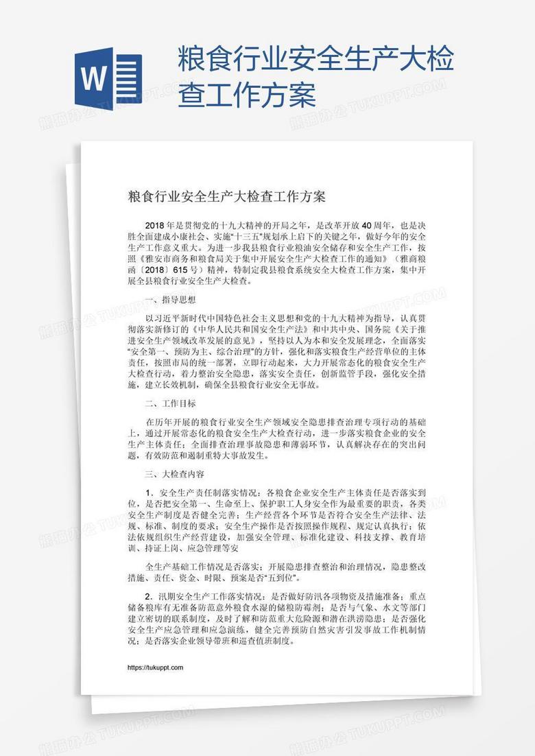 粮食行业安全生产大检查工作方案