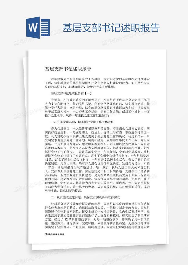 基层支部书记述职报告