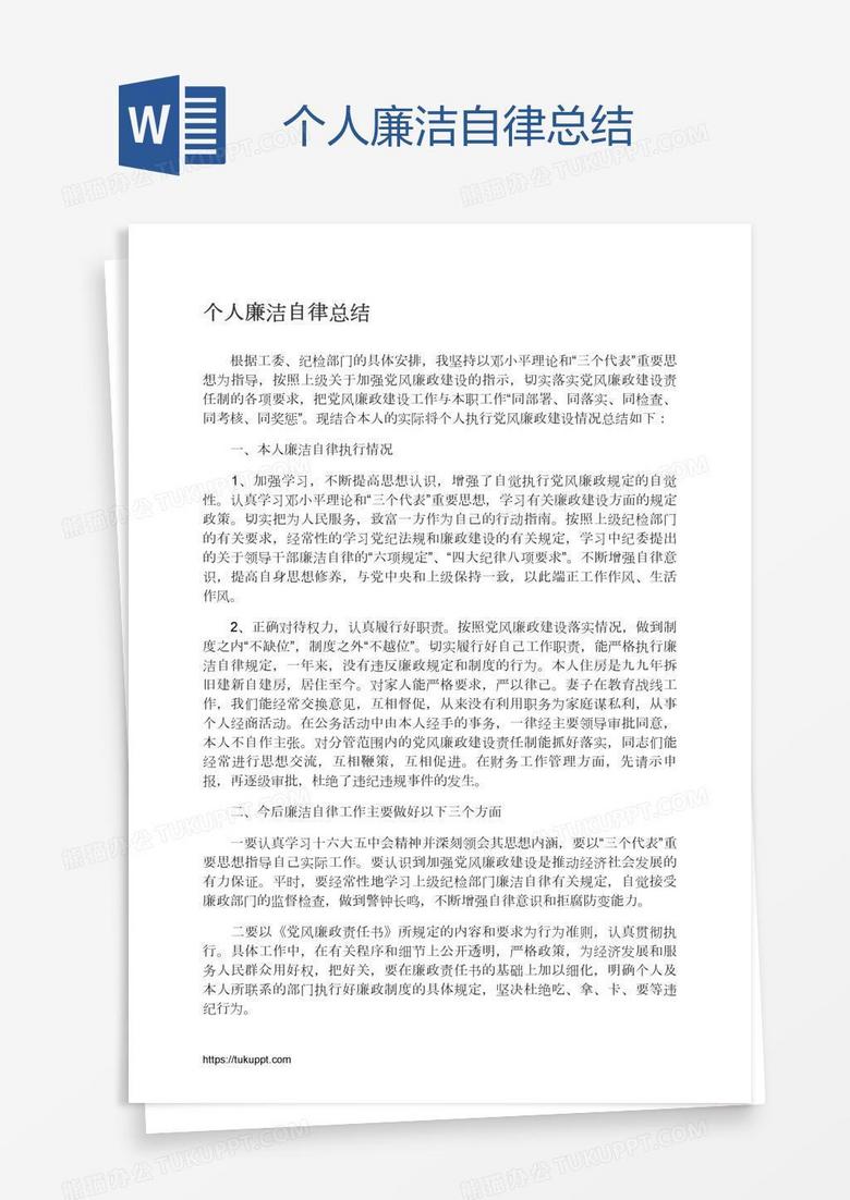 个人廉洁自律总结