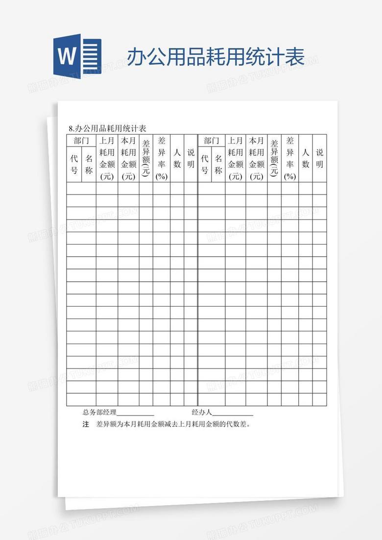 办公用品耗用统计表