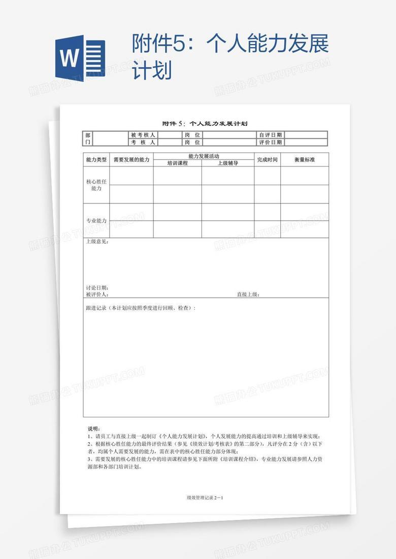 附件5：个人能力发展计划