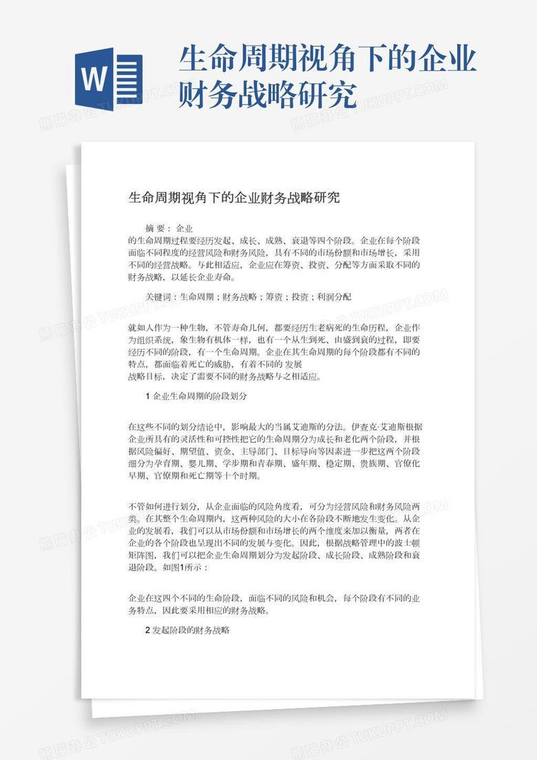 生命周期视角下的企业财务战略研究