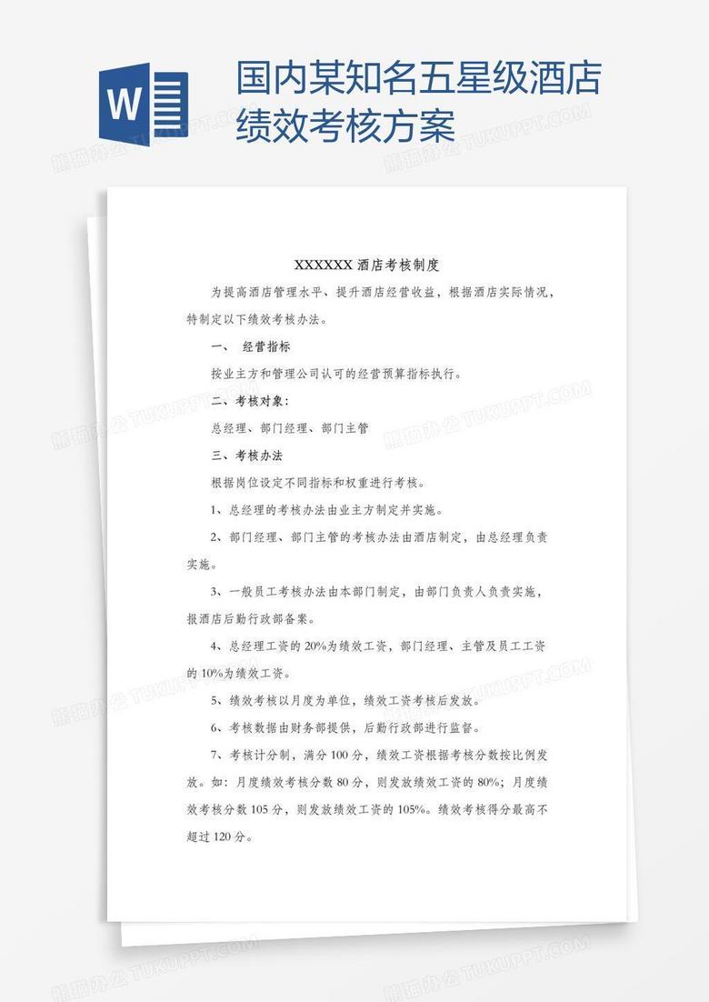 國內(nèi)某知名五星級酒店績效考核方案