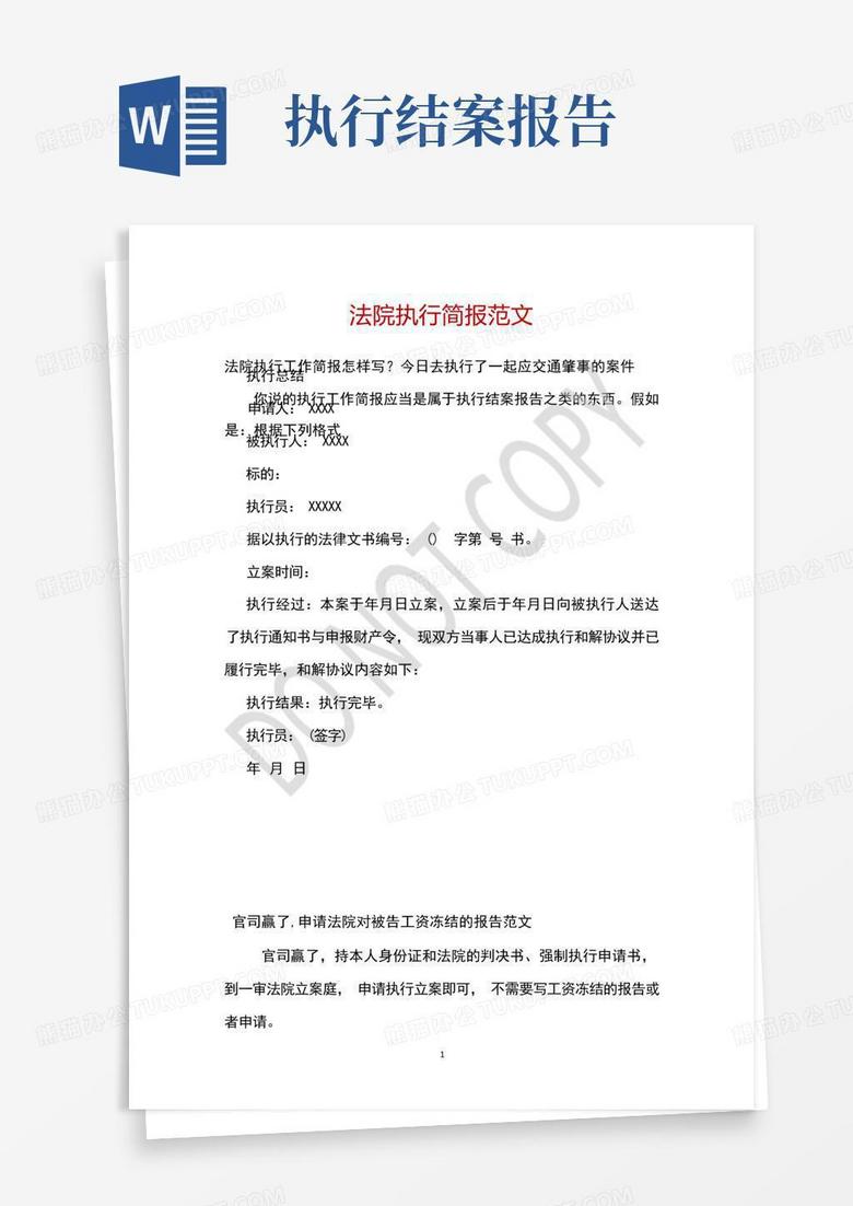 法院执行简报范文