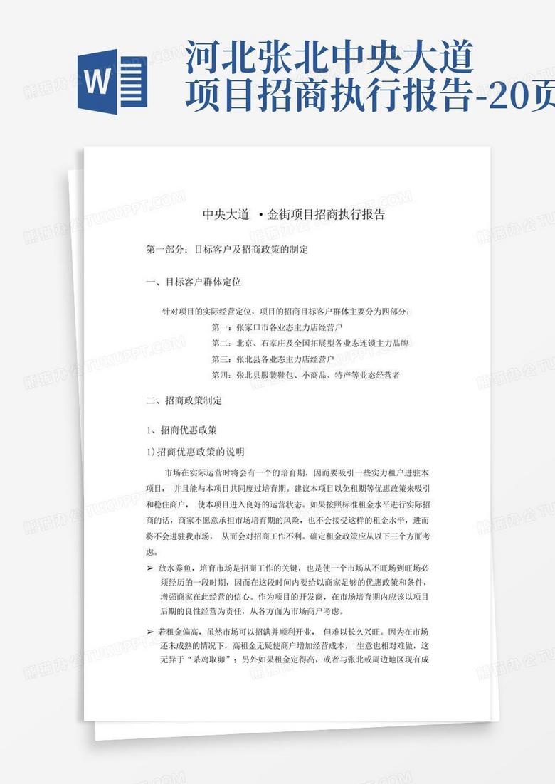 河北张北中央大道项目招商执行报告-20页