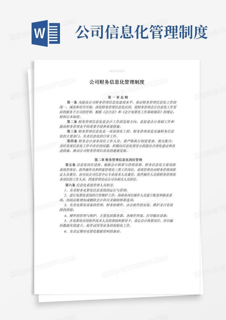 实用的公司财务信息化管理制度