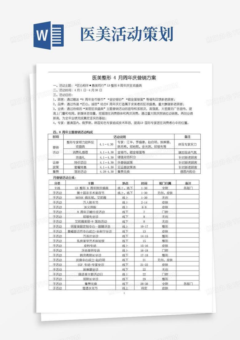 好用的医美整形4月周年庆营销方案(最终版)