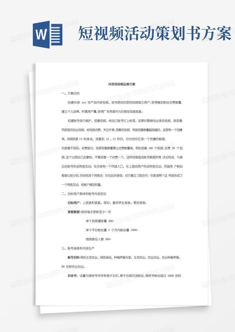 大气版抖音短视频运营方案(食品类)