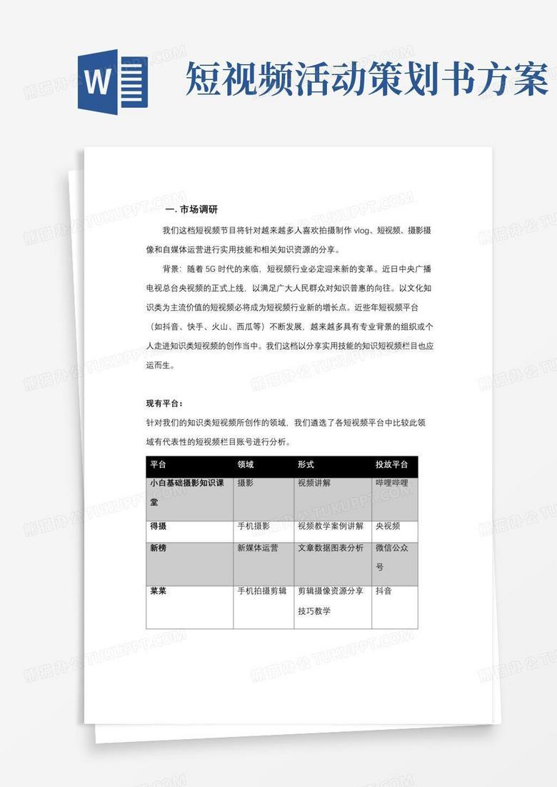 大气版短视频栏目分析策划文案