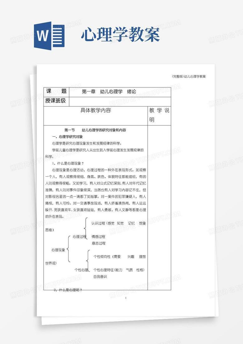 实用的(完整版)幼儿心理学教案