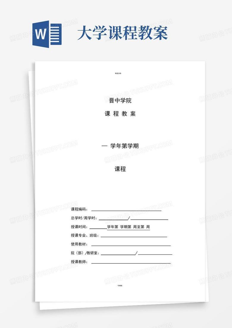 简易版大学教案模板(电子版)
