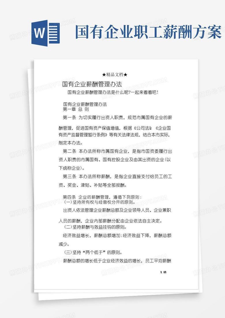 简洁的国有企业薪酬管理办法