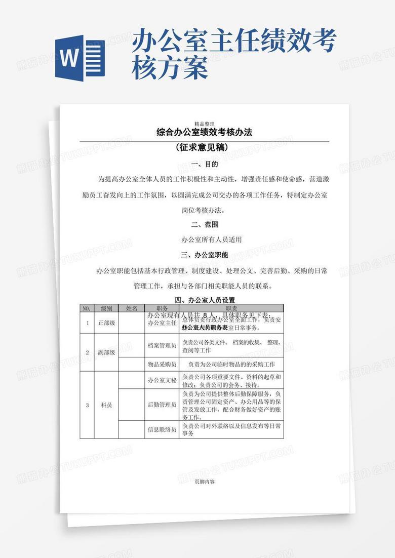 方便的办公室绩效考核方案.