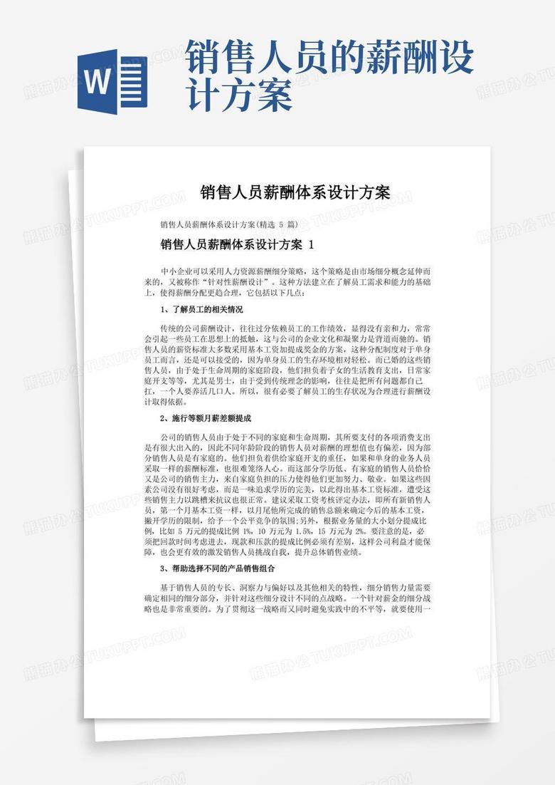 销售人员薪酬体系设计方案
