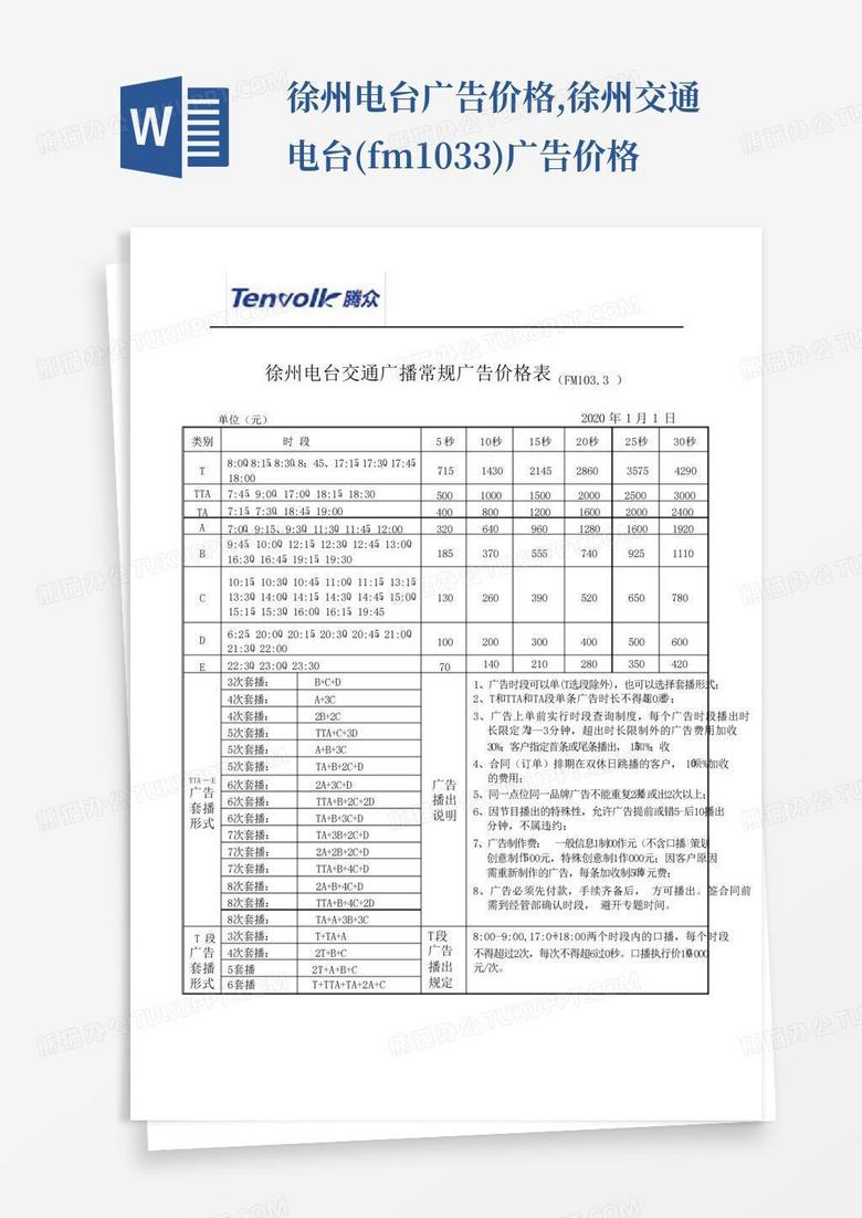 徐州电台广告价格,徐州交通电台(fm103.3)广告价格