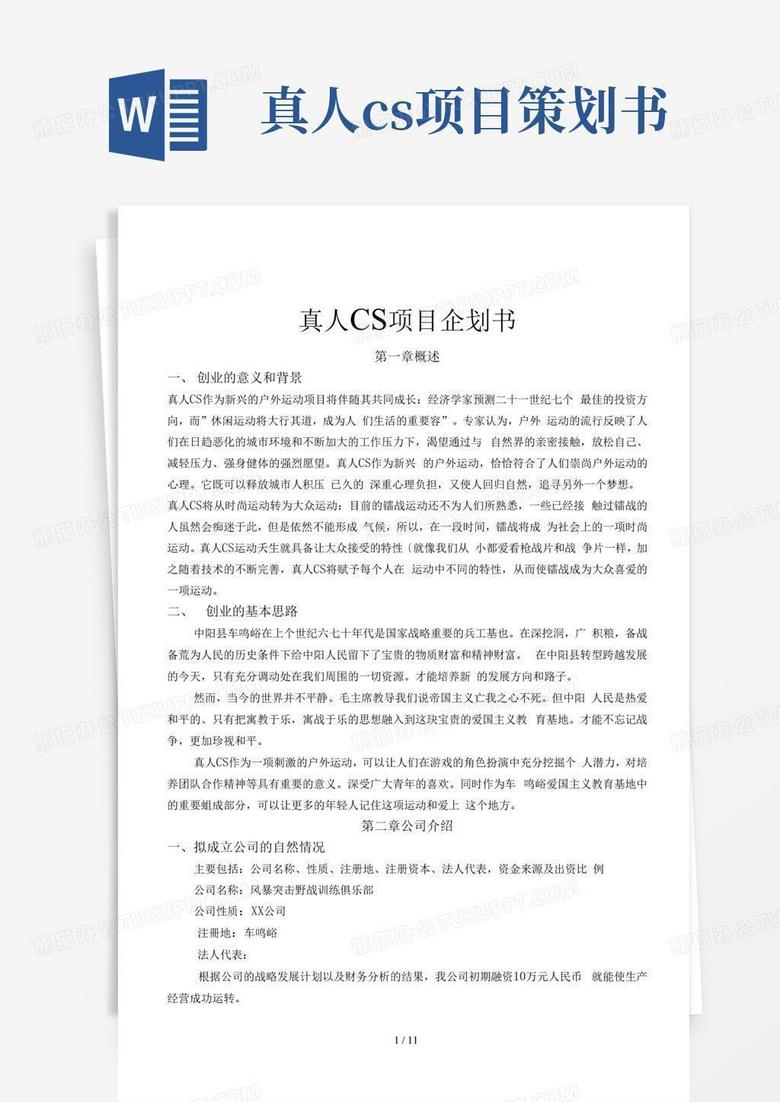 真人CS项目企划书