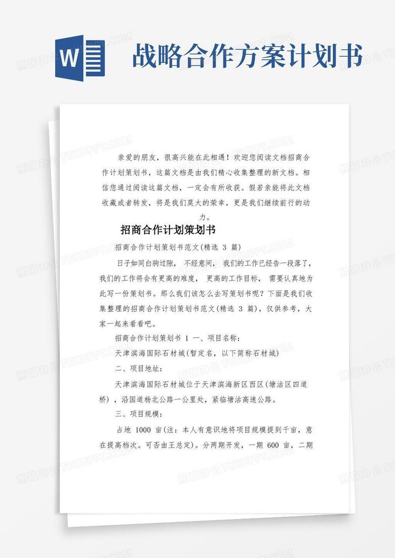招商合作计划策划书