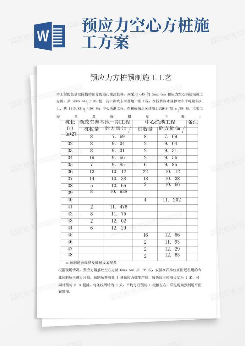 预应力方桩预制施工工艺