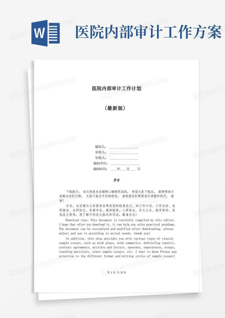 医院内部审计工作计划