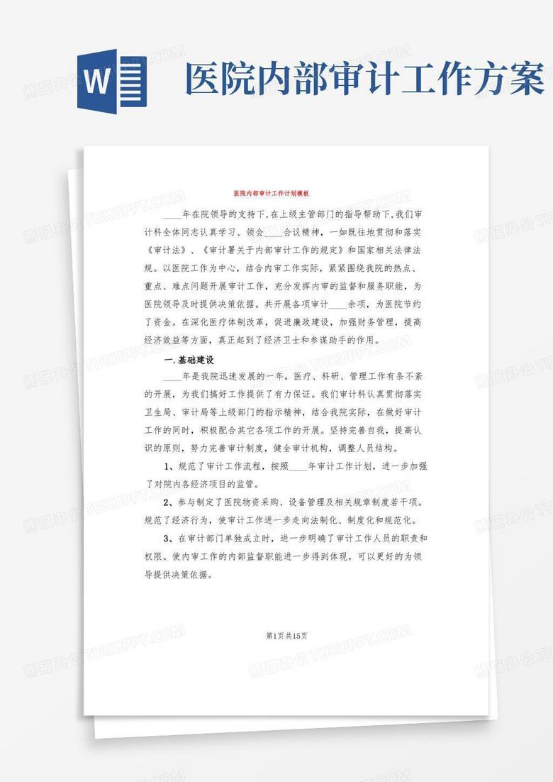 醫(yī)院內(nèi)部審計工作計劃模板(4篇)