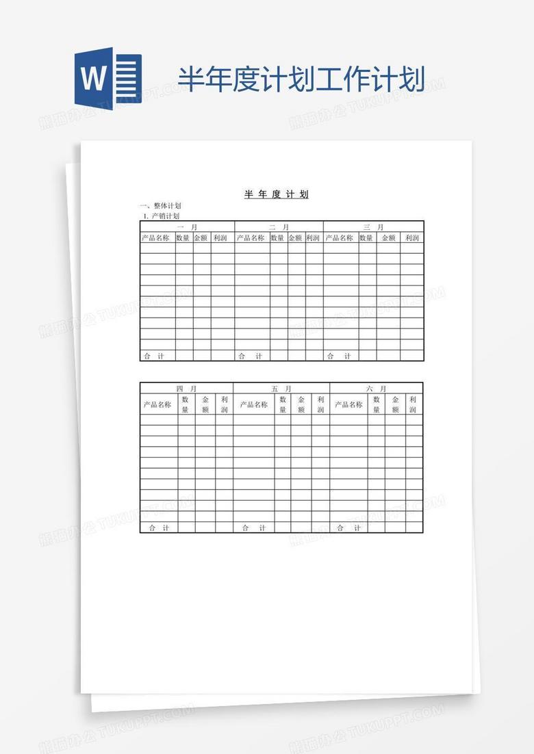 半年度计划工作计划