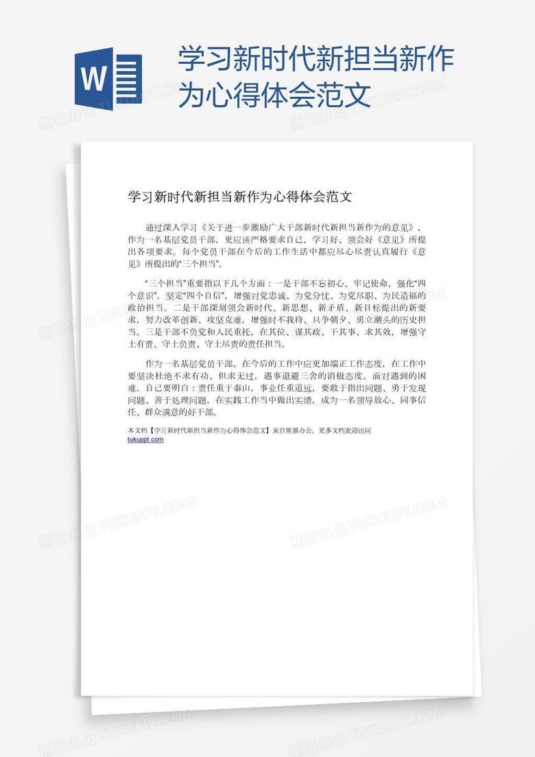 学习新时代新担当新作为心得体会范文